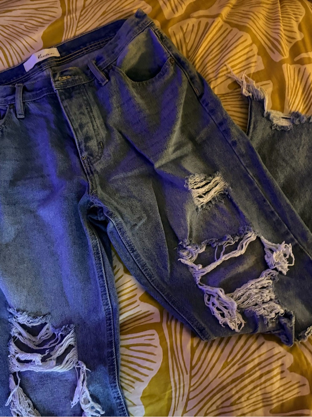 KanCan Ripped Boyfriend Jeans in Blue Wash